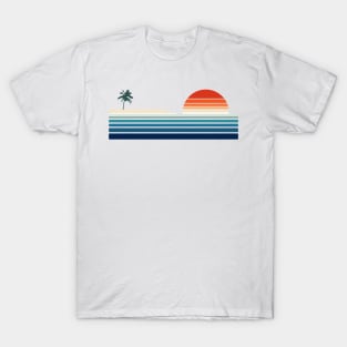 Minimalist, Geometric Retro Ocean Sunrise II T-Shirt